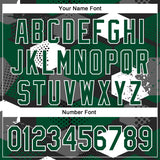 Custom Black Kelly Green-White Geometric Shape 3D Pattern Design Bomber Full-Snap Varsity Letterman Hoodie Jacket