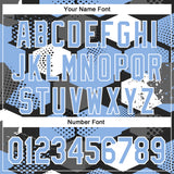 Custom Black Light Blue-White Geometric Shape 3D Pattern Design Bomber Full-Snap Varsity Letterman Hoodie Jacket