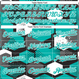 Custom Black Aqua-White Geometric Shape 3D Pattern Design Bomber Full-Snap Varsity Letterman Hoodie Jacket