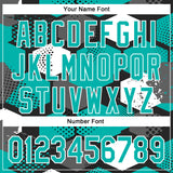 Custom Black Aqua-White Geometric Shape 3D Pattern Design Bomber Full-Snap Varsity Letterman Hoodie Jacket