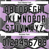 Custom Black Light Purple-White Geometric Shape 3D Pattern Design Bomber Full-Snap Varsity Letterman Hoodie Jacket