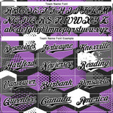 Custom Black Medium Purple-White Geometric Shape 3D Pattern Design Bomber Full-Snap Varsity Letterman Hoodie Jacket