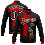 Custom Black Red-White Gothic Crosses 3D Pattern Design Bomber Full-Snap Varsity Letterman Jacket