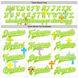 Custom White Neon Green Gothic Crosses 3D Pattern Design Bomber Full-Snap Varsity Letterman Jacket