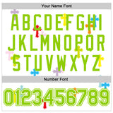 Custom White Neon Green Gothic Crosses 3D Pattern Design Bomber Full-Snap Varsity Letterman Jacket