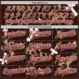 Custom Brown Crimson City Cream-Black Gothic Leopard Print Crosses 3D Pattern Design Bomber Full-Snap Varsity Letterman Jacket