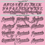 Custom Light Pink Black-White Gothic Crosses 3D Pattern Design Bomber Full-Snap Varsity Letterman Jacket