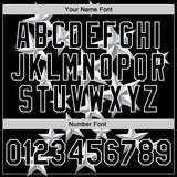 Custom Black White Y2K Stars 3D Pattern Design Bomber Full-Snap Varsity Letterman Jacket