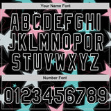 Custom Black White Y2K Stars 3D Pattern Design Bomber Full-Snap Varsity Letterman Jacket