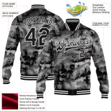 Custom Tie Dye Black-White Gothic Crosses 3D Bomber Full-Snap Varsity Letterman Jacket