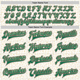 Custom White Kelly Green Cream-Black Crosses 3D Pattern Design Bomber Full-Snap Varsity Letterman Jacket