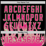 Custom Black Hot Pink Pea Green-White Flame 3D Pattern Design Bomber Full-Snap Varsity Letterman Jacket