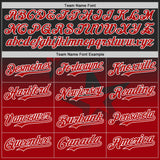 Custom Black Red-White Gradient Style Twinkle Star Bomber Full-Snap Varsity Letterman Hoodie Jacket