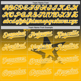 Custom Black Gold-White Gradient Style Twinkle Star Bomber Full-Snap Varsity Letterman Hoodie Jacket