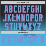 Custom Black Sky Blue-Pink Gradient Style Twinkle Star Bomber Full-Snap Varsity Letterman Hoodie Jacket