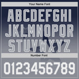 Custom Navy White-Gray Gradient Style Twinkle Star Bomber Full-Snap Varsity Letterman Hoodie Jacket