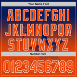 Custom Royal Orange-White Gradient Style Twinkle Star Bomber Full-Snap Varsity Letterman Hoodie Jacket