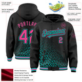 Custom Black Pink-Aqua Leopard Print Fade Fashion Bomber Full-Snap Varsity Letterman Hoodie Jacket