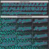 Custom Black Pink-Aqua Leopard Print Fade Fashion Bomber Full-Snap Varsity Letterman Hoodie Jacket