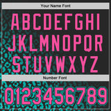 Custom Black Pink-Aqua Leopard Print Fade Fashion Bomber Full-Snap Varsity Letterman Hoodie Jacket