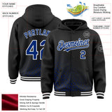 Custom Black Royal-White Leopard Print Fade Fashion Bomber Full-Snap Varsity Letterman Hoodie Jacket