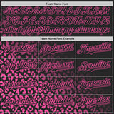 Custom Black-Pink Leopard Print Fade Fashion Bomber Full-Snap Varsity Letterman Hoodie Jacket
