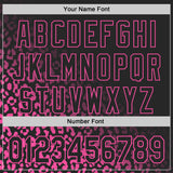 Custom Black-Pink Leopard Print Fade Fashion Bomber Full-Snap Varsity Letterman Hoodie Jacket
