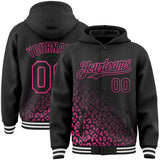 Custom Black-Pink Leopard Print Fade Fashion Bomber Full-Snap Varsity Letterman Hoodie Jacket