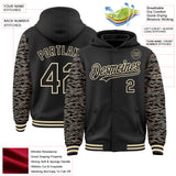 Custom Black-Cream Digital Camo Two Tone Bomber Full-Snap Varsity Letterman Hoodie Jacket