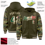 Custom Olive Vintage Mexican Flag-Cream Digital Camo Two Tone Bomber Full-Snap Varsity Letterman Hoodie Jacket
