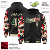 Custom Black Vintage Mexican Flag-Cream Digital Camo Two Tone Bomber Full-Snap Varsity Letterman Hoodie Jacket