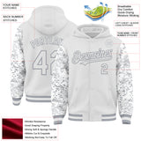 Custom White-Gray Digital Camo Two Tone Bomber Full-Snap Varsity Letterman Hoodie Jacket