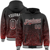 Custom Black Red-White Abstract Colorful Glittering Dot 3D Pattern Bomber Full-Snap Varsity Letterman Hoodie Jacket