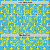 Custom Sky Blue-Light Yellow Animal Duck 3D Pattern Bomber Full-Snap Varsity Letterman Hoodie Jacket