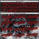 Custom Black-Red Animal Wolf 3D Pattern Bomber Full-Snap Varsity Letterman Hoodie Jacket