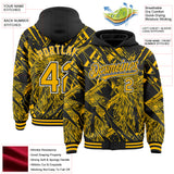 Custom Black Gold-White Animal Eagle 3D Pattern Bomber Full-Snap Varsity Letterman Hoodie Jacket