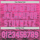 Custom Pink Black-Light Blue Distressed Scratch 3D Pattern Bomber Full-Snap Varsity Letterman Hoodie Jacket