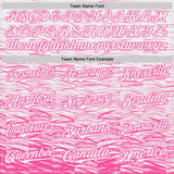Custom White-Pink Distressed Scratch Two Tone Bomber Full-Snap Varsity Letterman Hoodie Jacket
