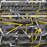 Custom Black Steel Gray Gold-White Dynamic Geometric Shard Bomber Full-Snap Varsity Letterman Hoodie Jacket