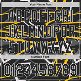 Custom Black Steel Gray Gold-White Dynamic Geometric Shard Bomber Full-Snap Varsity Letterman Hoodie Jacket