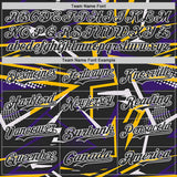 Custom Black Purple Gold-White Dynamic Geometric Shard Bomber Full-Snap Varsity Letterman Hoodie Jacket
