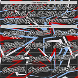 Custom Black Red Light Blue-White Dynamic Geometric Shard Bomber Full-Snap Varsity Letterman Hoodie Jacket