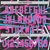 Custom Black Pink-Sky Blue Dynamic Geometric Shard Bomber Full-Snap Varsity Letterman Hoodie Jacket