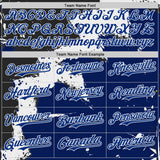 Custom Black Royal-White Torn Paper Style Paint Splatter Bomber Full-Snap Varsity Letterman Hoodie Jacket