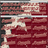 Custom Black Crimson-Cream Torn Paper Style Paint Splatter Bomber Full-Snap Varsity Letterman Hoodie Jacket