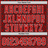 Custom Black Red-White Geometric Arrow Bomber Full-Snap Varsity Letterman Hoodie Jacket
