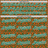 Custom Kelly Green Orange-White Geometric Arrow Bomber Full-Snap Varsity Letterman Hoodie Jacket