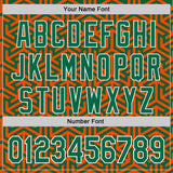 Custom Kelly Green Orange-White Geometric Arrow Bomber Full-Snap Varsity Letterman Hoodie Jacket