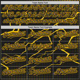 Custom Black-Gold Lightning Polka Dot 3D Pattern Bomber Full-Snap Varsity Letterman Hoodie Jacket