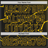 Custom Black-Gold Lightning Polka Dot 3D Pattern Bomber Full-Snap Varsity Letterman Hoodie Jacket